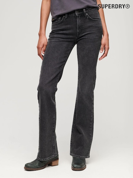 Superdry Black Mid Rise Slim Flare Jeans (C44194) | €25