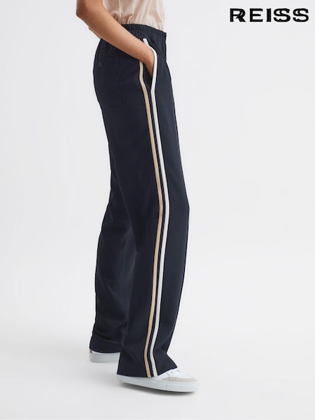 Reiss Navy Odell Petite Wide Leg Pull On Trousers (C44458) | kr2 767