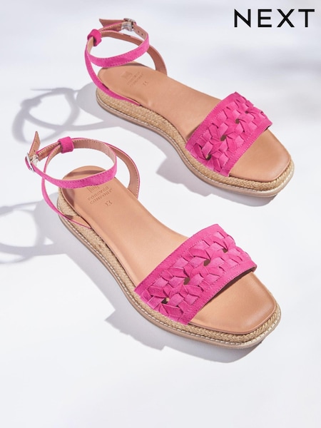Pink Regular/Wide Fit Forever Comfort® Leather Platform Sandals with Woven Detail (C44492) | €21.50
