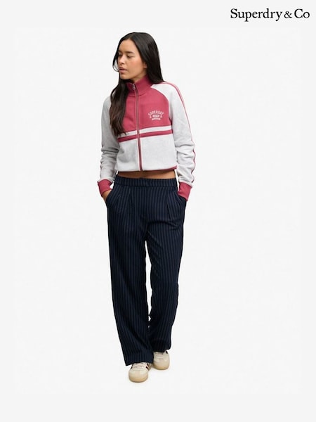 Blue - Superdry Mid Rise Pinstripe Trousers