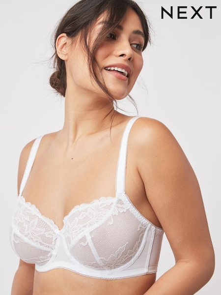White Non Pad Balcony DD+ Lace Bra (C44871) | €4