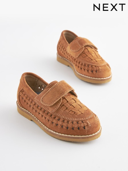Tan Brown Leather Woven Loafers (C44924) | €8.50 - €10