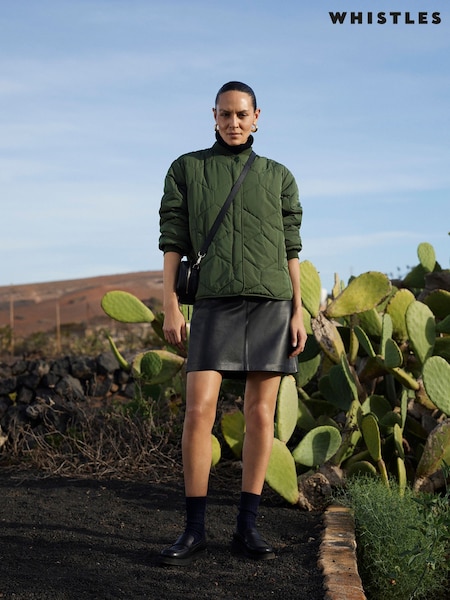 Whistles Green Ida Short Quilted Coat (C44966) | ₪779