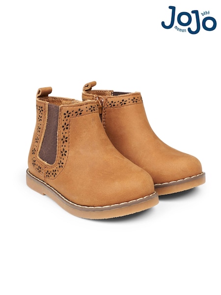JoJo Maman Bébé Brown Pretty Leather Chelsea Boots (C44981) | €60 - €66