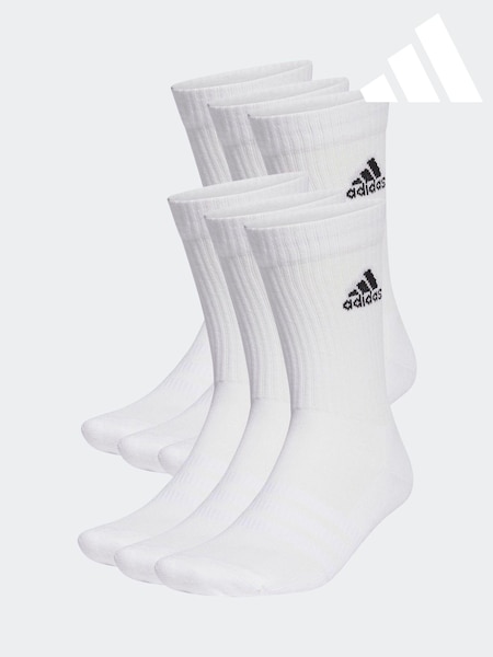 أبيض/أسود - Adidas Cushioned Crew Socks 6 Pack (C45109) | ‏10 د.ك.‏