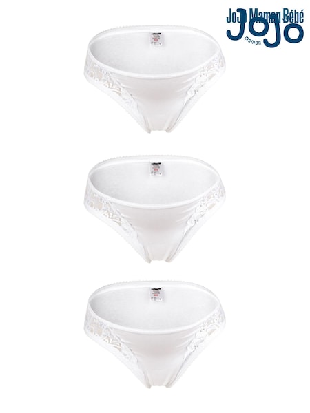 JoJo Maman Bébé White 3-Pack Lace Trim Maternity Knickers (C45301) | €11