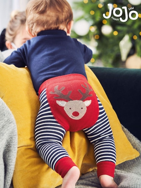 Rojo - Jojo Maman Bébé Christmas Cotton Blend Stripe Baby Leggings (C45313) | 20 €