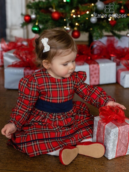 Emile Et Rose Red Tartan Christmas Dress & Tights (C45321) | ‏262‏₪ - ‏277‏ ₪