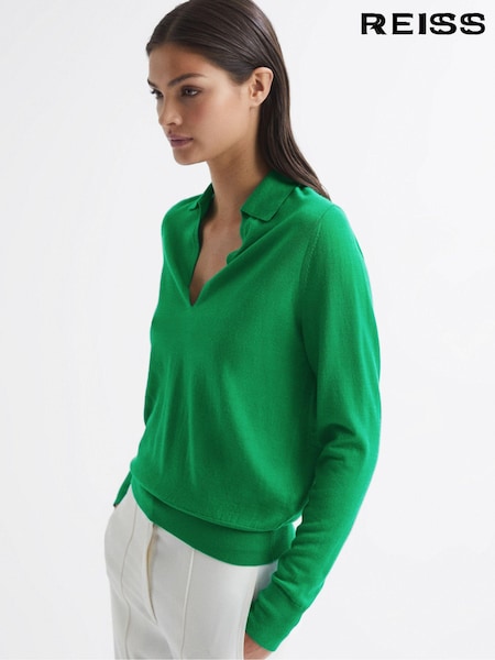 Reiss Green Candise Collared Knitted Jumper (C45657) | €55