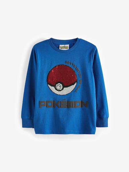 Cobalt Blue Pokemon Long Sleeve Flippy Sequin License T-Shirt (4-14yrs) (C45793) | €14 - €20