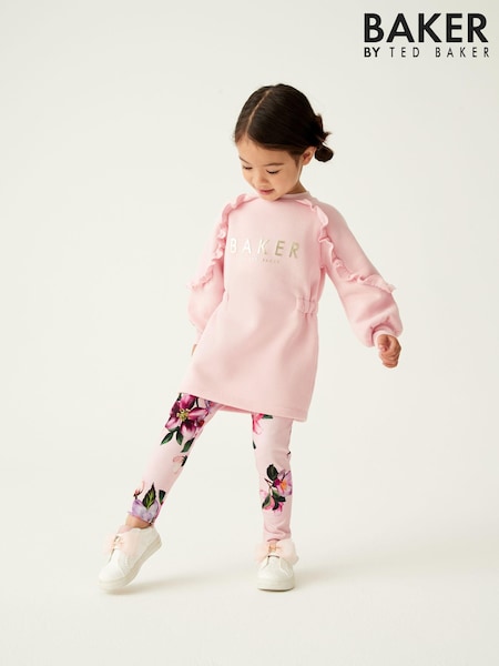 ורוד - Baker By Ted Baker Floral Legging And Longline Sweater Set (C45851) | ‏181‏₪