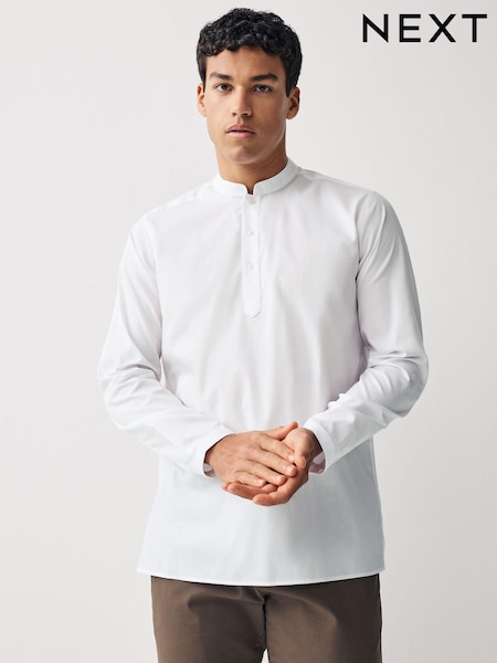 Alb - Pantaloni scurți Kurta din bumbac (C45997) | 119 LEI