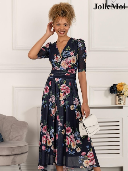 Jolie Moi Haizley Floral Print Mesh Maxi Dress (C46378) | €118