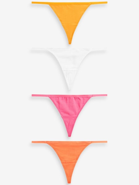 Orange/Pink/White G-String Cotton Rich Knickers 4 Pack (C46594) | €2