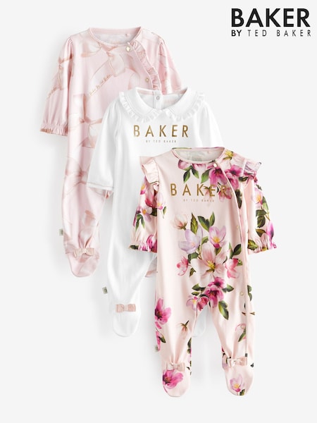 Baker by Ted Baker 100% Cotton Sleepsuits 3 Pack (C46644) | AED167 - AED179