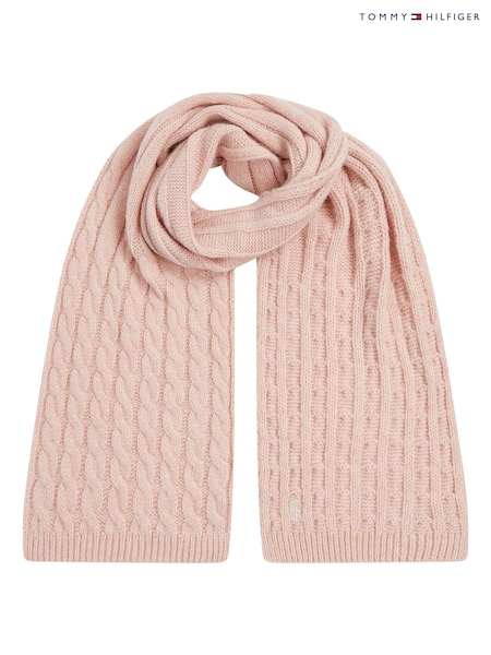 Tommy Hilfiger Pink Timeless Cable Knit Scarf (C46678) | €40
