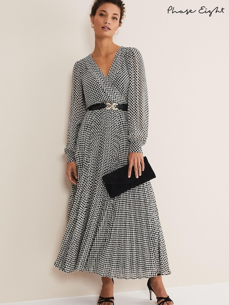 Phase Eight Carmen Check Black Midaxi Dress (C47220) | €46