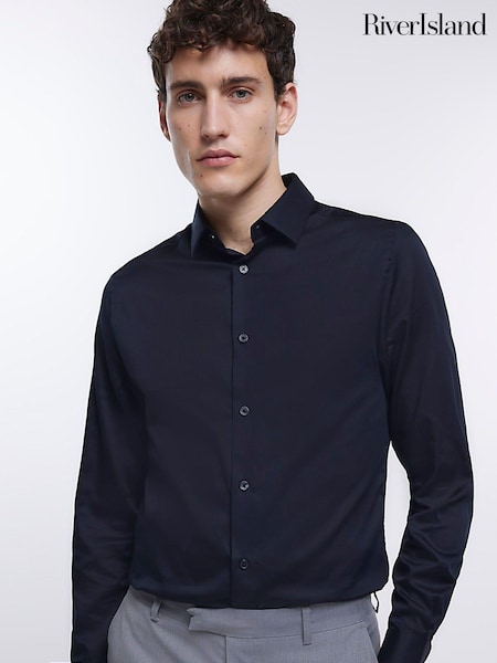 Черный - River Island 100% Cotton Textured Egyptian Shirt (C47311) | €26
