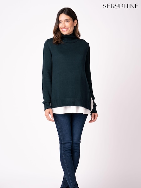 Seraphine Green Maternity Knitted Jumper With Under Shirt (C47596) | €71