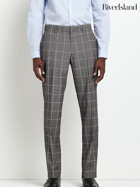 River Island Rafa Grey Check Suit: Trousers (C47713) | €26