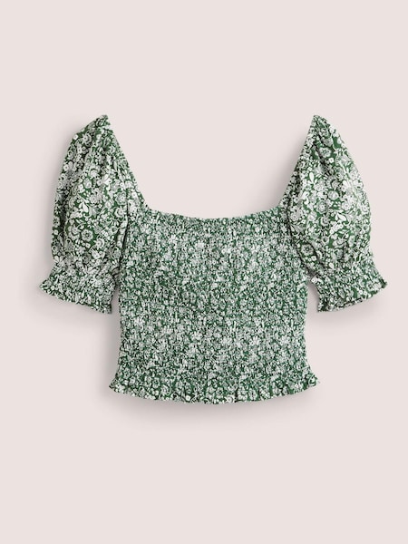 Boden Green Square Neck Smocked Jersey Top (C47864) | €31