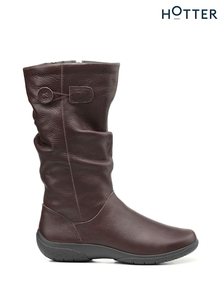 Hotter Brown Wide Fit Derrymore II Zip-Fastening Boots (C48141) | €213