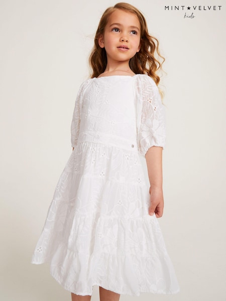 Mint Velvet White Broderie Occasion Dress (C48145) | €41.50 - €43.50