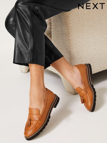 Camel Forever Comfort® Leather Tassel Chunky Loafer Shoes (C48339) | €10