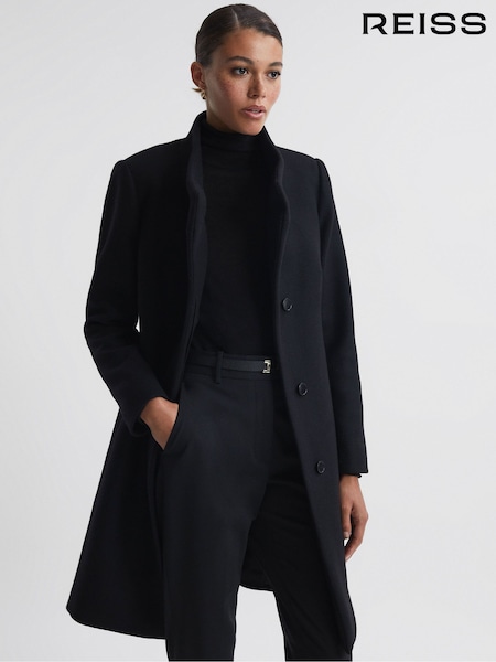 أسود - Reiss Mia Wool Blend Mid-Length Coat (C48539) | ‏2,434 د.إ.‏