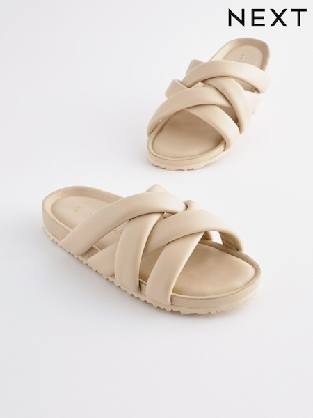 Nevtralna kremna - Padded Woven Sliders (C48816) | € 15 - € 21