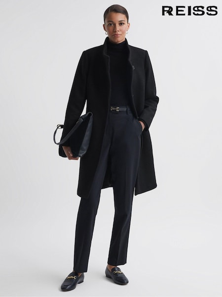 Reiss Black Mia Wool Blend Mid-Length Coat (C49087) | € 397