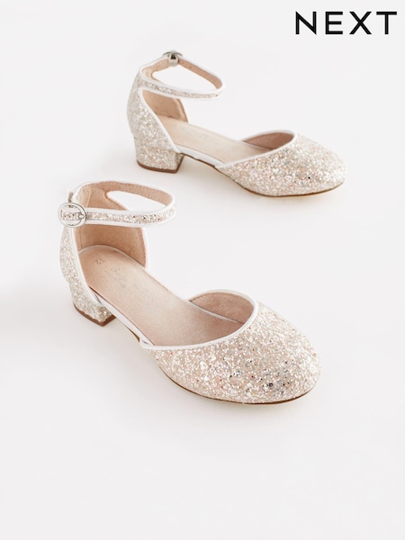 أبيض عاجي لميع - Occasion Ankle Strap Low Heel Shoes (C49199) | ‏127 د.إ.‏ - ‏ 163‏ د.إ.
