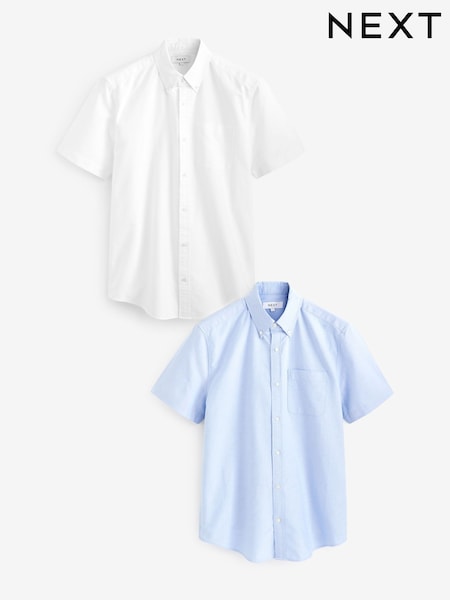 Blanco/azul - 100% Cotton Short Sleeve Oxford Shirts 2 Pack (C49240) | 51 €