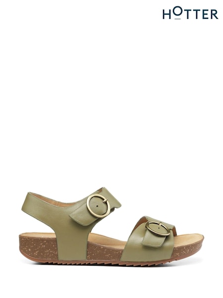 Hotter Light Green Regular Fit Tourist Buckle Sandals (C49593) | €113