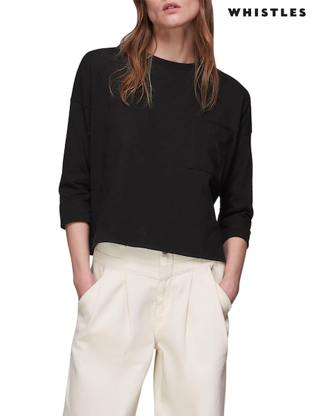 Schwarz - Whistles Cotton Patch Pocket 100% Cotton Top (C49812) | 35 €