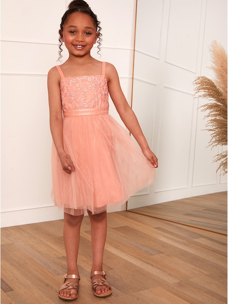 Chi Chi London Girls Embroidered Lace Tulle Midi Dress (C50042) | 207 LEI