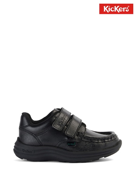 Kickers Black Reason Hook & Loop Double Strap Moccasin Shoes (C50044) | 157 zł