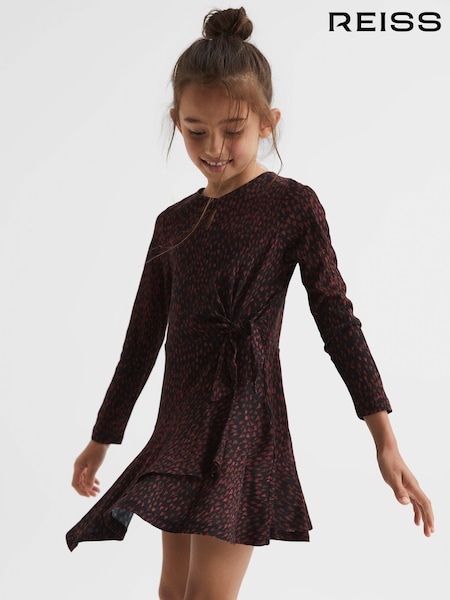 Reiss Black Print Livia Junior Printed Jersey Dress (C50443) | AED353