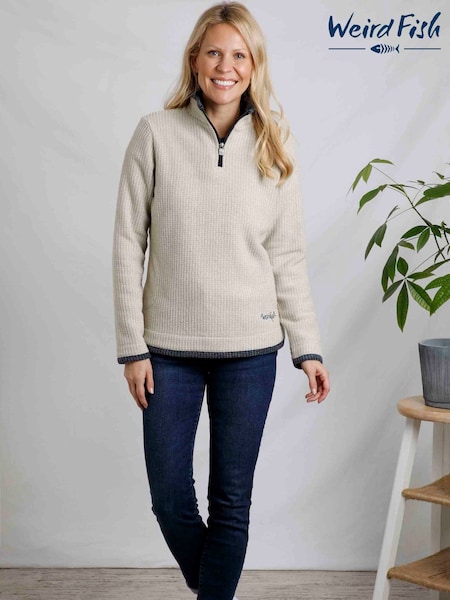 Weird Fish Cream Beye 1/4 Zip Grid Fleece (C50463) | €79