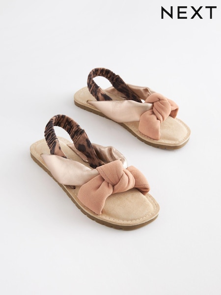 Rose Gold Leather Knotted Sandals (C50609) | €7 - €9