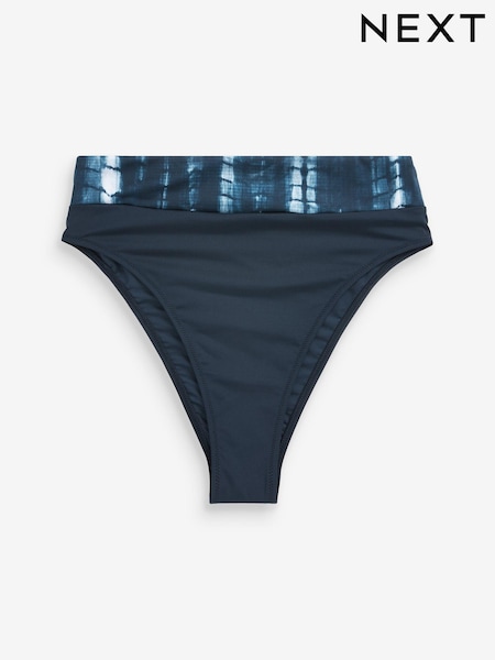 Bleu marine effet tie-dye - Bas de bikini taille haute (C50838) | € 7