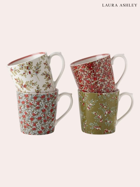 Laura Ashley Set of 4 Green Stockbridge Green Mugs (C50844) | €65
