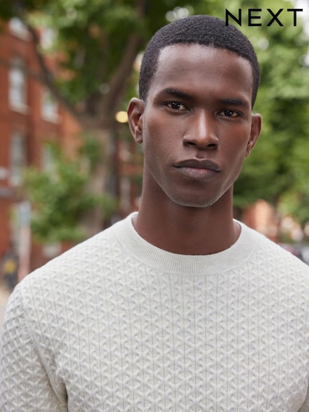 Bone Neutral Regular Knitted Smart Textured Jumper (C50932) | €9