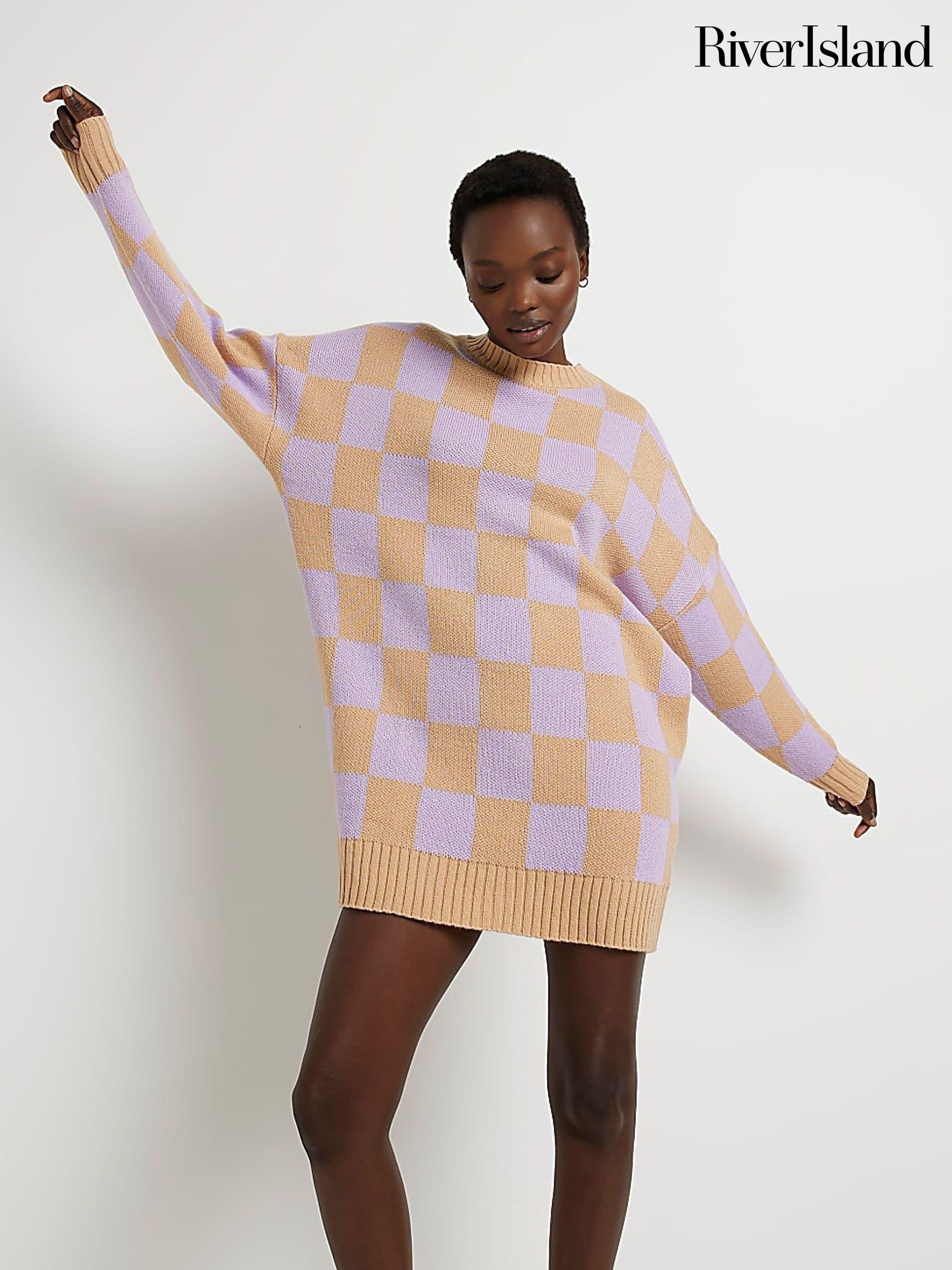 Women s Purple Jumper Dress Check Tartan Dresses Next Oman