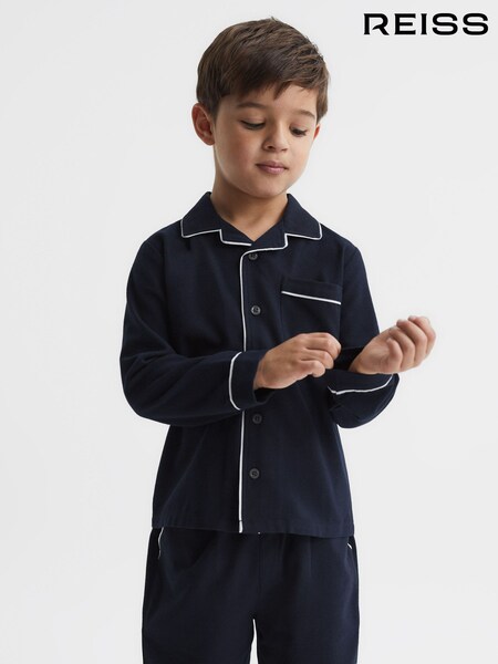Reiss Snooze Button-Through Piped Pyjama Top (C51574) | ‏230 د.إ.‏