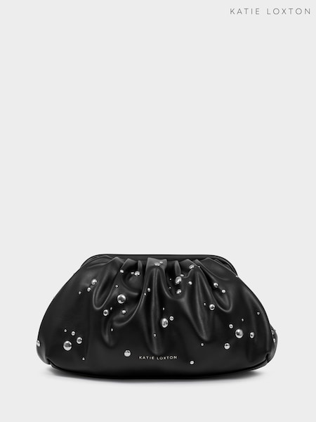 Black - Katie Loxton Paloma Studded Clutch Bag