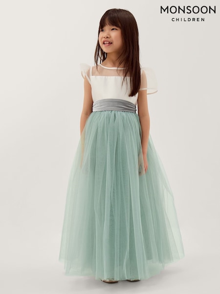 Green - Monsoon Velvet Bow Bridesmaid Dress