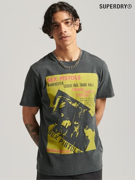 Superdry Charcoal Black Sex Pistols Limited Edition Band T-Shirt (C52135) | €54