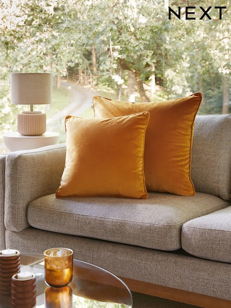 Dark Ochre Yellow 59 x 59cm Matte Velvet Cushion (C52159) | €20