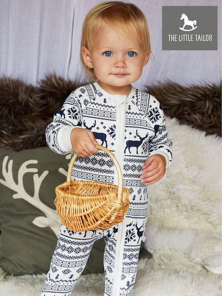 Crema - The Little Tailor Baby 100% Cotton Reindeer Christmas Fairisle Pattern All-In-One (C52452) | 31 €